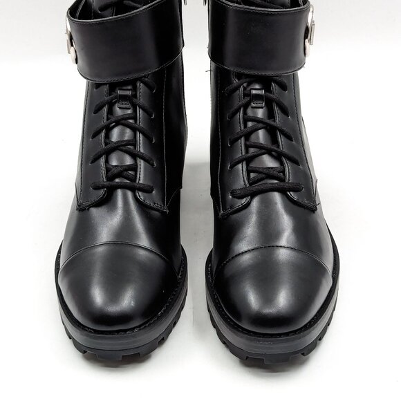 Michael Kors Women Tatum Vegan Black Leather MK Logo Combat Boots size 11 - Picture 5 of 12